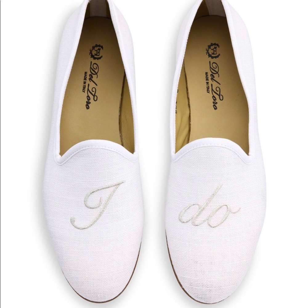 Del Toro I Do Wedding Bridal Linen Loafers Flats